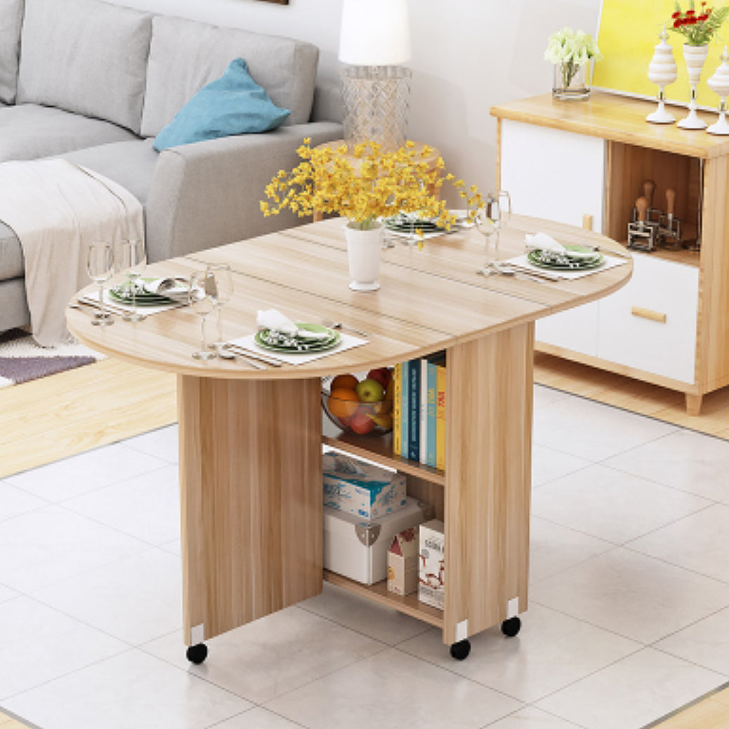 Solid Wood Mid-Century Modern Table Oval Solid Wood Top Table with Drop Leaf Natural Without Chairs Clearhalo ' dining_table' 'Dining Tables & Seating' 'Dining Tables' 'furn' 'furn_dining_table' 'Furniture' 'furniture_dining_table' 'Kitchen & Dining Furniture' 'kitchen&dining_furn' 'kitchen' 'kitchen_dining_table' 4067973