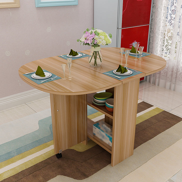 Solid Wood Mid-Century Modern Table Oval Solid Wood Top Table with Drop Leaf Clearhalo ' dining_table' 'Dining Tables & Seating' 'Dining Tables' 'furn' 'furn_dining_table' 'Furniture' 'furniture_dining_table' 'Kitchen & Dining Furniture' 'kitchen&dining_furn' 'kitchen' 'kitchen_dining_table' 4067974