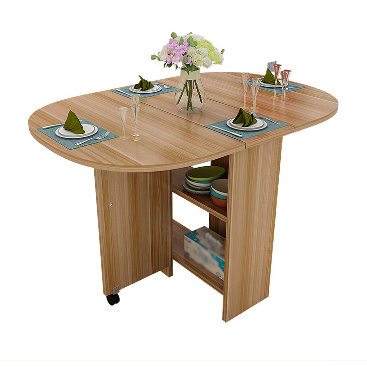 Solid Wood Mid-Century Modern Table Oval Solid Wood Top Table with Drop Leaf Wood Without Chairs Clearhalo ' dining_table' 'Dining Tables & Seating' 'Dining Tables' 'furn' 'furn_dining_table' 'Furniture' 'furniture_dining_table' 'Kitchen & Dining Furniture' 'kitchen&dining_furn' 'kitchen' 'kitchen_dining_table' 4067976