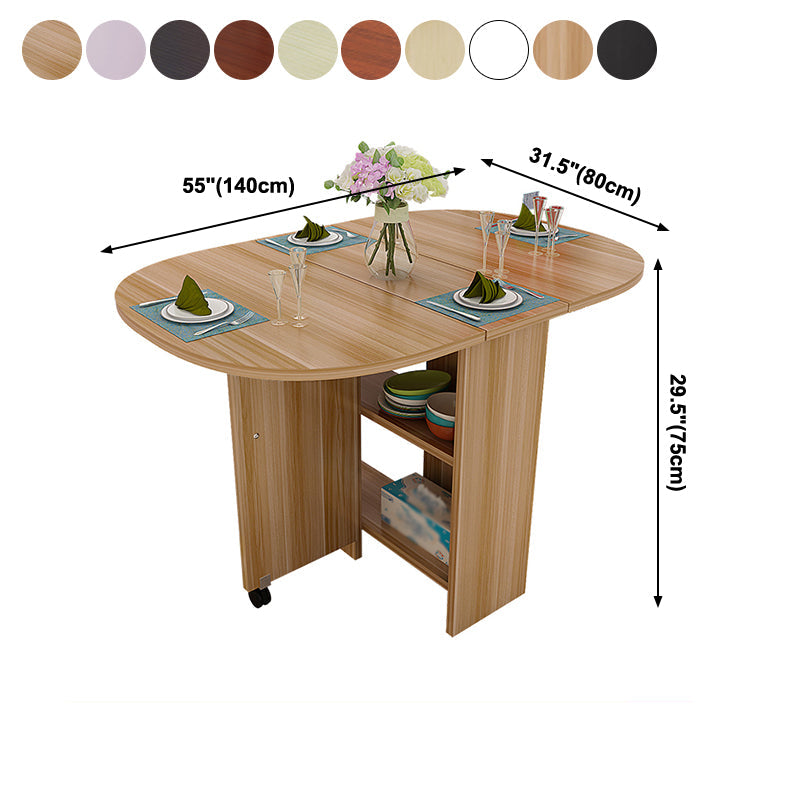 Solid Wood Mid-Century Modern Table Oval Solid Wood Top Table with Drop Leaf Clearhalo ' dining_table' 'Dining Tables & Seating' 'Dining Tables' 'furn' 'furn_dining_table' 'Furniture' 'furniture_dining_table' 'Kitchen & Dining Furniture' 'kitchen&dining_furn' 'kitchen' 'kitchen_dining_table' 4067984
