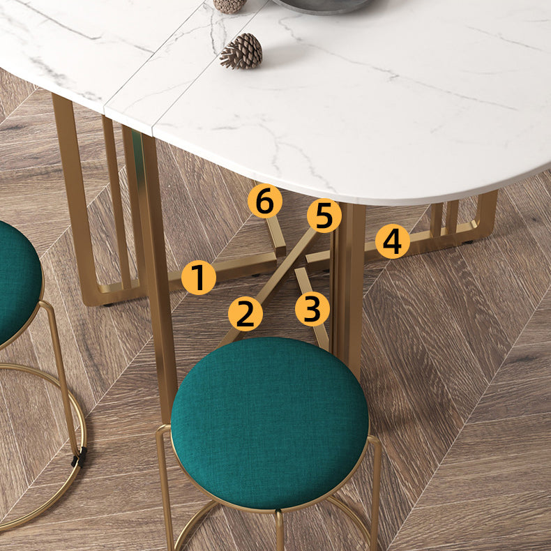 Foldable Artificial Wooden Top Table Extendable Round Kitchen Table with Trestle Base Clearhalo ' dining_table' 'Dining Tables & Seating' 'Dining Tables' 'furn' 'furn_dining_table' 'Furniture' 'furniture_dining_table' 'Kitchen & Dining Furniture' 'kitchen&dining_furn' 'kitchen' 'kitchen_dining_table' 4067995