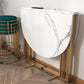 Foldable Artificial Wooden Top Table Extendable Round Kitchen Table with Trestle Base Clearhalo ' dining_table' 'Dining Tables & Seating' 'Dining Tables' 'furn' 'furn_dining_table' 'Furniture' 'furniture_dining_table' 'Kitchen & Dining Furniture' 'kitchen&dining_furn' 'kitchen' 'kitchen_dining_table' 4067997