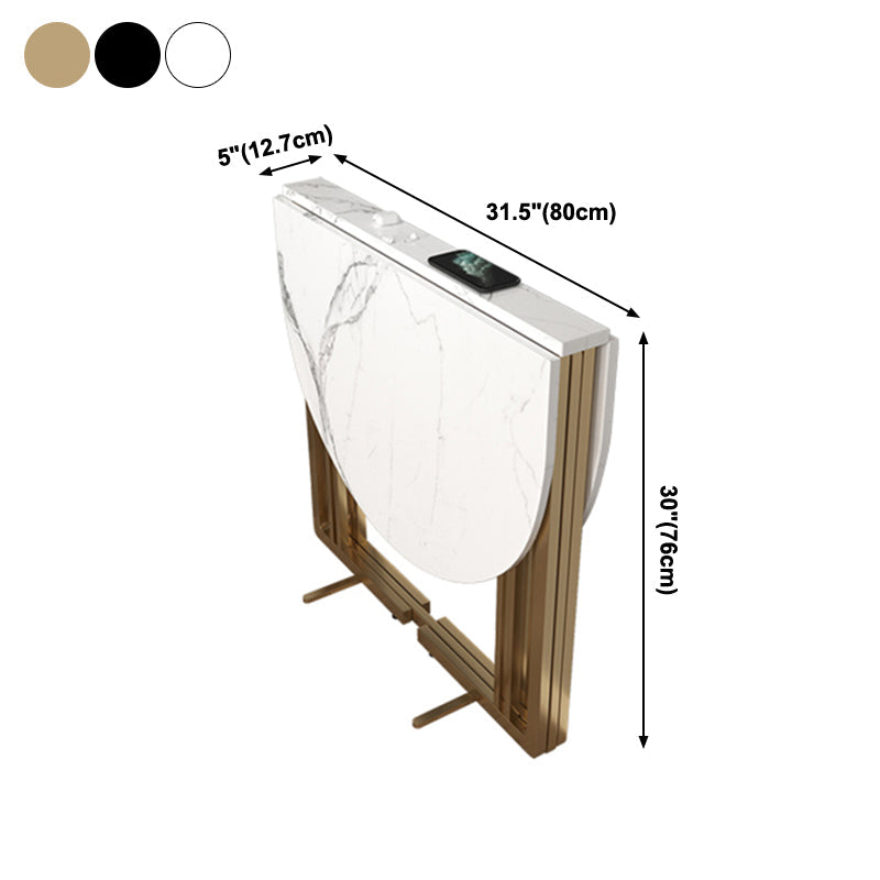 Foldable Artificial Wooden Top Table Extendable Round Kitchen Table with Trestle Base Clearhalo ' dining_table' 'Dining Tables & Seating' 'Dining Tables' 'furn' 'furn_dining_table' 'Furniture' 'furniture_dining_table' 'Kitchen & Dining Furniture' 'kitchen&dining_furn' 'kitchen' 'kitchen_dining_table' 4068000