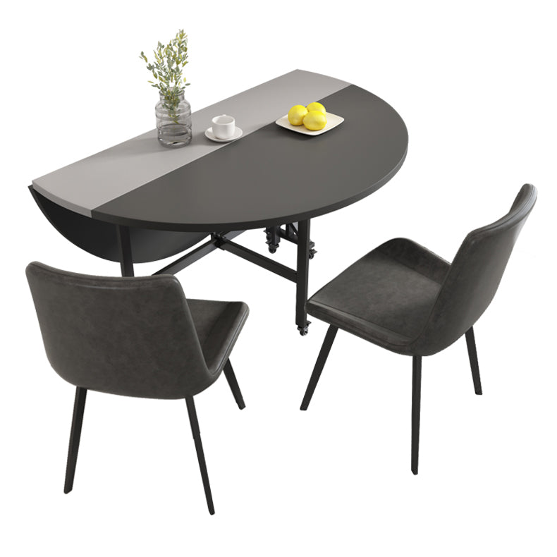 47'' Foldable Artificial Wooden Dining Table Extendable Round Table with Trestle Base Clearhalo ' dining_table' 'Dining Tables & Seating' 'Dining Tables' 'furn' 'furn_dining_table' 'Furniture' 'furniture_dining_table' 'Kitchen & Dining Furniture' 'kitchen&dining_furn' 'kitchen' 'kitchen_dining_table' 4068008