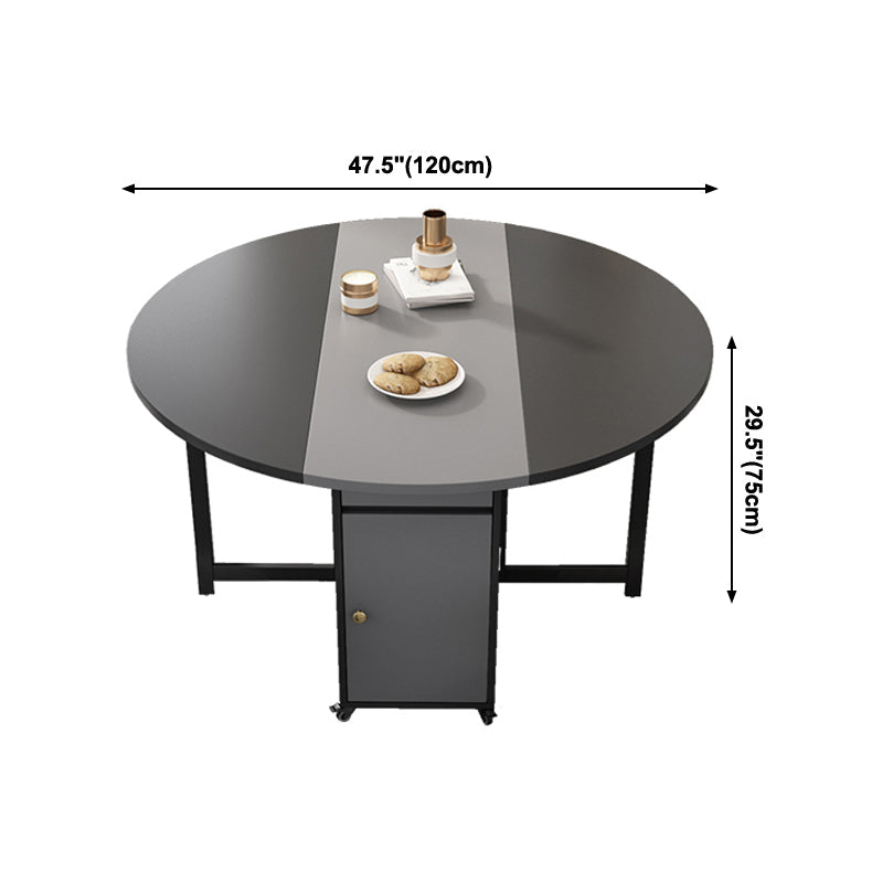 47'' Foldable Artificial Wooden Dining Table Extendable Round Table with Trestle Base Clearhalo ' dining_table' 'Dining Tables & Seating' 'Dining Tables' 'furn' 'furn_dining_table' 'Furniture' 'furniture_dining_table' 'Kitchen & Dining Furniture' 'kitchen&dining_furn' 'kitchen' 'kitchen_dining_table' 4068017