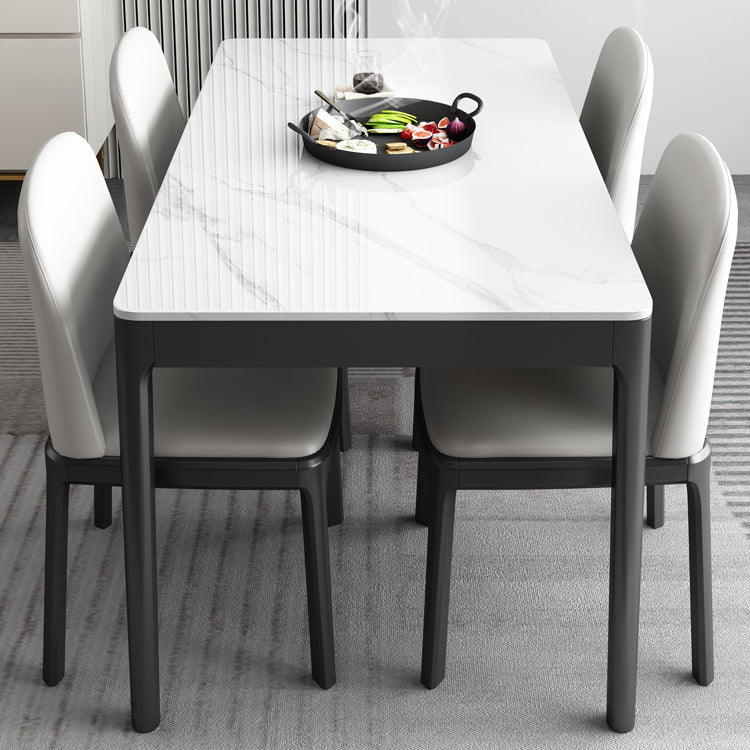 Rectangle Three-Color Dining Table Sintered Stone Table Vintage with Drawer White Without Chairs Clearhalo ' dining_table' 'Dining Tables & Seating' 'Dining Tables' 'furn' 'furn_dining_table' 'Furniture' 'furniture_dining_table' 'Kitchen & Dining Furniture' 'kitchen&dining_furn' 'kitchen' 'kitchen_dining_table' 4068021