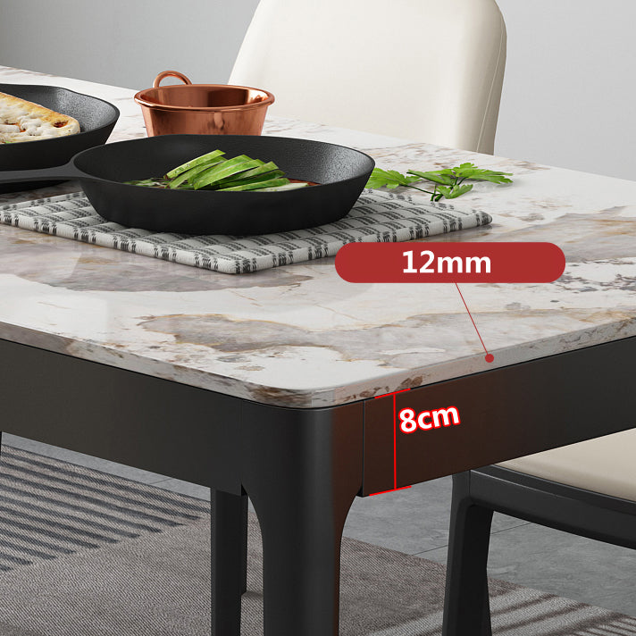 Rectangle Three-Color Dining Table Sintered Stone Table Vintage with Drawer Clearhalo ' dining_table' 'Dining Tables & Seating' 'Dining Tables' 'furn' 'furn_dining_table' 'Furniture' 'furniture_dining_table' 'Kitchen & Dining Furniture' 'kitchen&dining_furn' 'kitchen' 'kitchen_dining_table' 4068025
