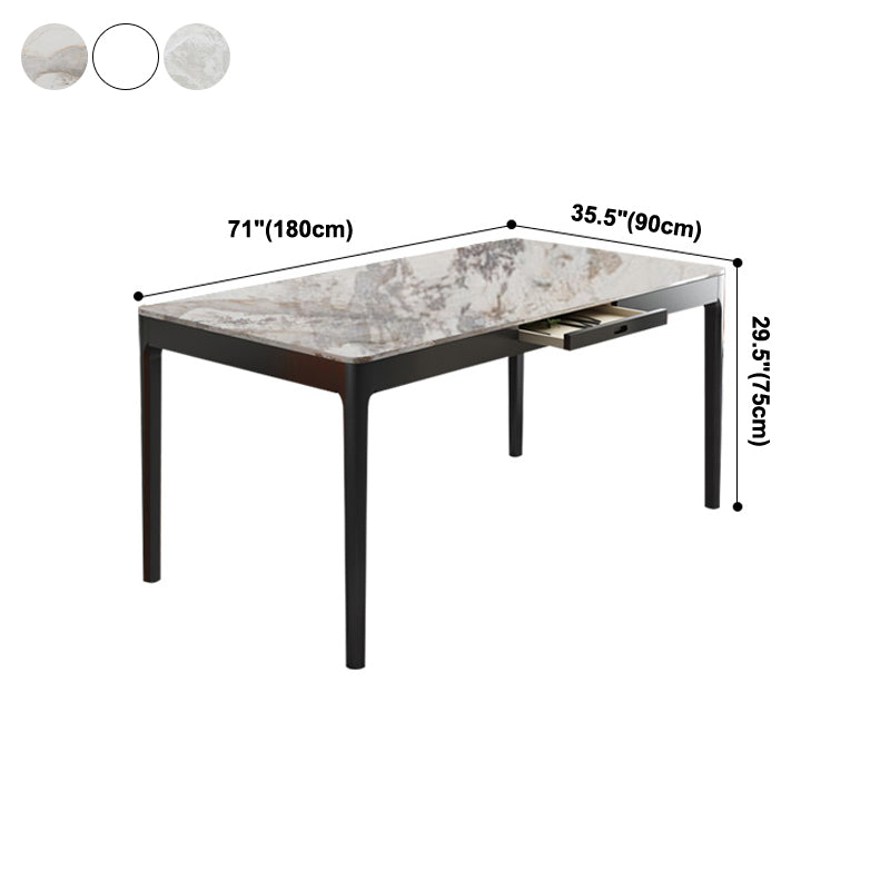 Rectangle Three-Color Dining Table Sintered Stone Table Vintage with Drawer Clearhalo ' dining_table' 'Dining Tables & Seating' 'Dining Tables' 'furn' 'furn_dining_table' 'Furniture' 'furniture_dining_table' 'Kitchen & Dining Furniture' 'kitchen&dining_furn' 'kitchen' 'kitchen_dining_table' 4068036