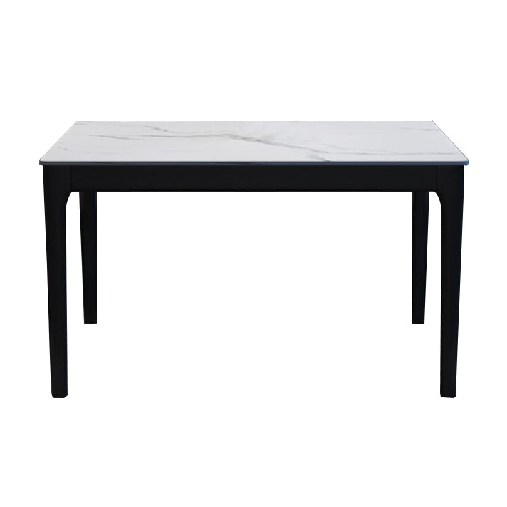 Rectangle Retro Modern Dining Table White Fixed Table with Sintered Stone Black Without Chairs Clearhalo ' dining_table' 'Dining Tables & Seating' 'Dining Tables' 'furn' 'furn_dining_table' 'Furniture' 'furniture_dining_table' 'Kitchen & Dining Furniture' 'kitchen&dining_furn' 'kitchen' 'kitchen_dining_table' 4068060