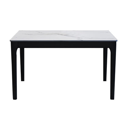 Rectangle Retro Modern Dining Table White Fixed Table with Sintered Stone Black Without Chairs Clearhalo ' dining_table' 'Dining Tables & Seating' 'Dining Tables' 'furn' 'furn_dining_table' 'Furniture' 'furniture_dining_table' 'Kitchen & Dining Furniture' 'kitchen&dining_furn' 'kitchen' 'kitchen_dining_table' 4068060