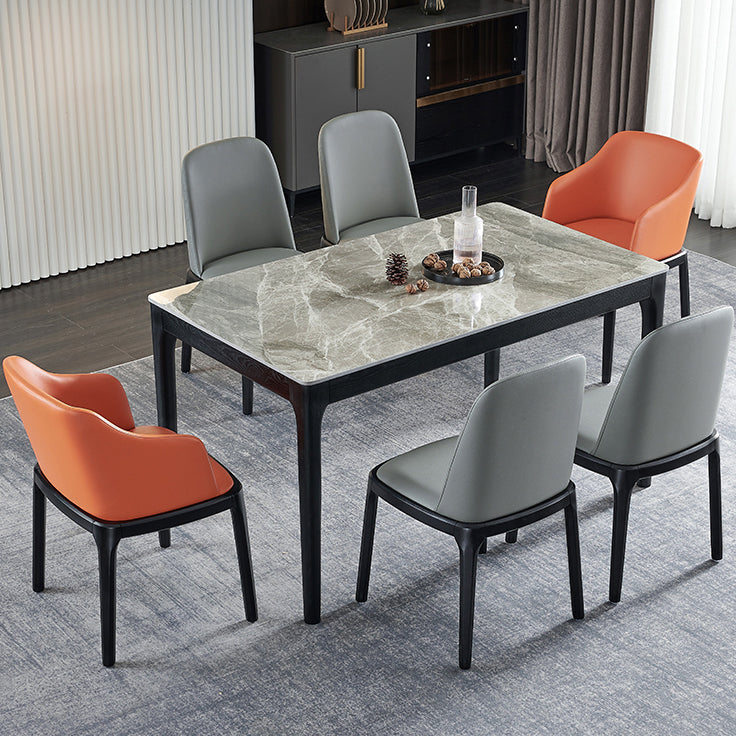 Rectangle Mid-Century Modern Dining Table Two-Color Fixed Table with Sintered Stone Clearhalo ' dining_table' 'Dining Tables & Seating' 'Dining Tables' 'furn' 'furn_dining_table' 'Furniture' 'furniture_dining_table' 'Kitchen & Dining Furniture' 'kitchen&dining_furn' 'kitchen' 'kitchen_dining_table' 4068092