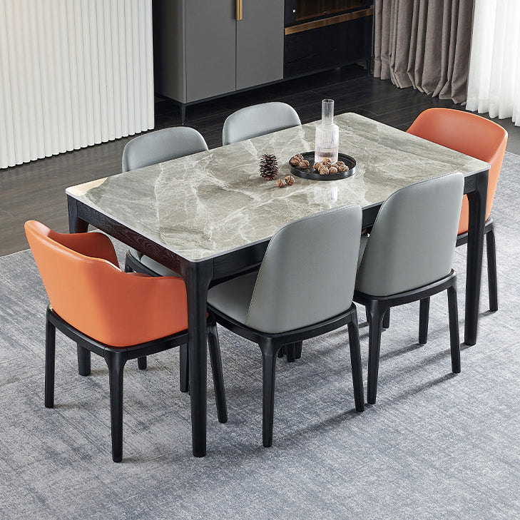 Rectangle Mid-Century Modern Dining Table Two-Color Fixed Table with Sintered Stone Clearhalo ' dining_table' 'Dining Tables & Seating' 'Dining Tables' 'furn' 'furn_dining_table' 'Furniture' 'furniture_dining_table' 'Kitchen & Dining Furniture' 'kitchen&dining_furn' 'kitchen' 'kitchen_dining_table' 4068093