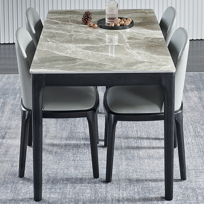 Rectangle Mid-Century Modern Dining Table Two-Color Fixed Table with Sintered Stone Clearhalo ' dining_table' 'Dining Tables & Seating' 'Dining Tables' 'furn' 'furn_dining_table' 'Furniture' 'furniture_dining_table' 'Kitchen & Dining Furniture' 'kitchen&dining_furn' 'kitchen' 'kitchen_dining_table' 4068094