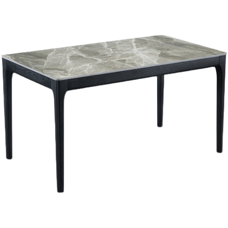 Rectangle Mid-Century Modern Dining Table Two-Color Fixed Table with Sintered Stone Gray Without Chairs Clearhalo ' dining_table' 'Dining Tables & Seating' 'Dining Tables' 'furn' 'furn_dining_table' 'Furniture' 'furniture_dining_table' 'Kitchen & Dining Furniture' 'kitchen&dining_furn' 'kitchen' 'kitchen_dining_table' 4068095