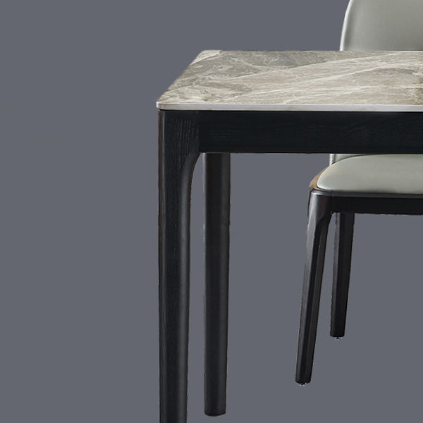 Rectangle Mid-Century Modern Dining Table Two-Color Fixed Table with Sintered Stone Clearhalo ' dining_table' 'Dining Tables & Seating' 'Dining Tables' 'furn' 'furn_dining_table' 'Furniture' 'furniture_dining_table' 'Kitchen & Dining Furniture' 'kitchen&dining_furn' 'kitchen' 'kitchen_dining_table' 4068098