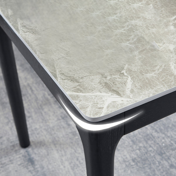 Rectangle Mid-Century Modern Dining Table Two-Color Fixed Table with Sintered Stone Clearhalo ' dining_table' 'Dining Tables & Seating' 'Dining Tables' 'furn' 'furn_dining_table' 'Furniture' 'furniture_dining_table' 'Kitchen & Dining Furniture' 'kitchen&dining_furn' 'kitchen' 'kitchen_dining_table' 4068099