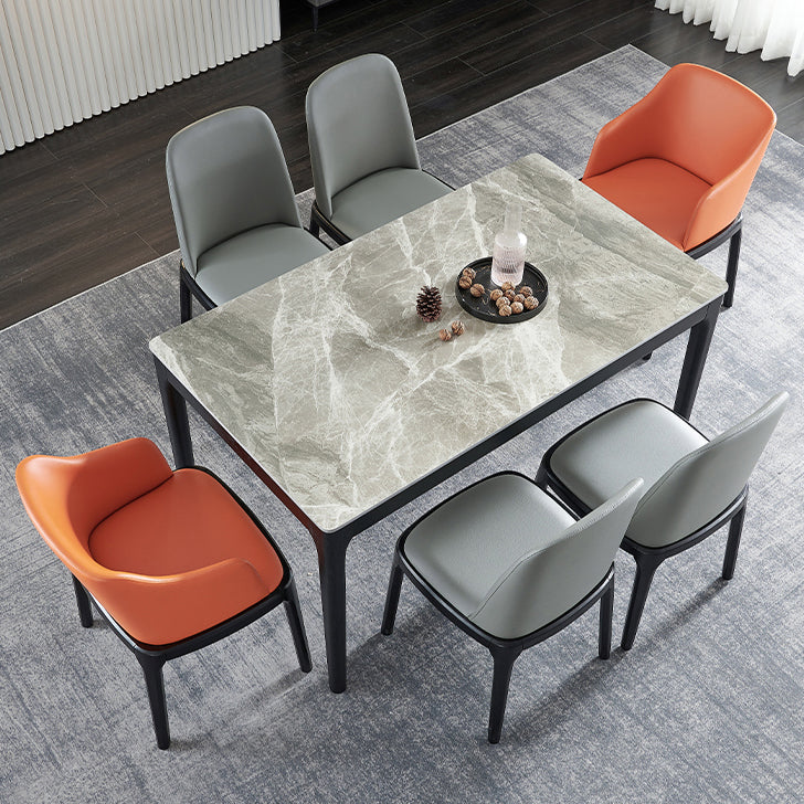 Rectangle Mid-Century Modern Dining Table Two-Color Fixed Table with Sintered Stone Clearhalo ' dining_table' 'Dining Tables & Seating' 'Dining Tables' 'furn' 'furn_dining_table' 'Furniture' 'furniture_dining_table' 'Kitchen & Dining Furniture' 'kitchen&dining_furn' 'kitchen' 'kitchen_dining_table' 4068100