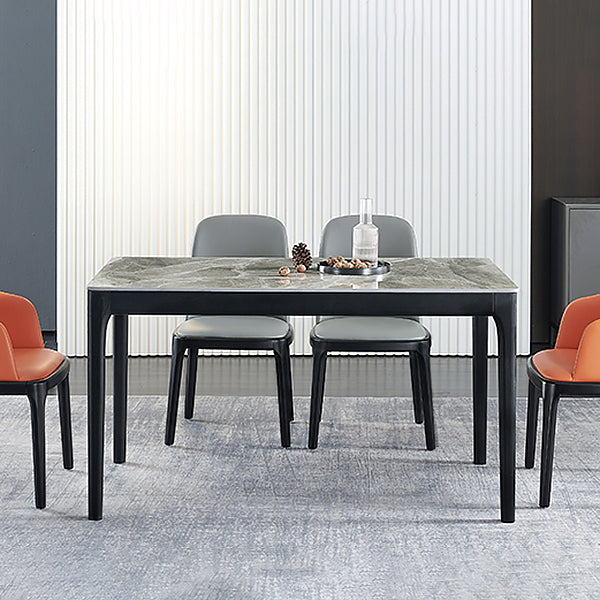 Rectangle Mid-Century Modern Dining Table Two-Color Fixed Table with Sintered Stone Clearhalo ' dining_table' 'Dining Tables & Seating' 'Dining Tables' 'furn' 'furn_dining_table' 'Furniture' 'furniture_dining_table' 'Kitchen & Dining Furniture' 'kitchen&dining_furn' 'kitchen' 'kitchen_dining_table' 4068102