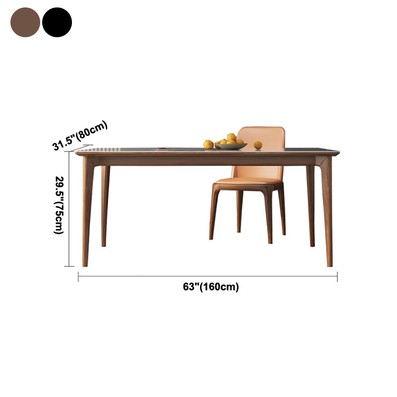Rectangle 4 Legs Mid-Century Dining Table White Tone Fixed Table with Sintered Stone Clearhalo ' dining_table' 'Dining Tables & Seating' 'Dining Tables' 'furn' 'furn_dining_table' 'Furniture' 'furniture_dining_table' 'Kitchen & Dining Furniture' 'kitchen&dining_furn' 'kitchen' 'kitchen_dining_table' 4068119