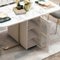 Modern Style Dining Table Sintered Stone White Drop-Leaf 63" Dining Table for Home Use Clearhalo ' dining_table' 'Dining Tables & Seating' 'Dining Tables' 'furn' 'furn_dining_table' 'Furniture' 'furniture_dining_table' 'Kitchen & Dining Furniture' 'kitchen&dining_furn' 'kitchen' 'kitchen_dining_table' 4068304