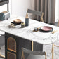 Modern Style Dining Table Sintered Stone White Drop-Leaf 63" Dining Table for Home Use Clearhalo ' dining_table' 'Dining Tables & Seating' 'Dining Tables' 'furn' 'furn_dining_table' 'Furniture' 'furniture_dining_table' 'Kitchen & Dining Furniture' 'kitchen&dining_furn' 'kitchen' 'kitchen_dining_table' 4068306