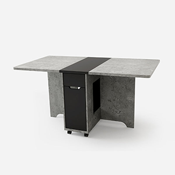 Mid-Century Modern Dining Room Table Pedestal Dining Table for Home Kitchen Dinner Gray 59.1"L x 31.5"W x 29.5"H Without Chairs Clearhalo ' dining_table' 'Dining Tables & Seating' 'Dining Tables' 'furn' 'furn_dining_table' 'Furniture' 'furniture_dining_table' 'Kitchen & Dining Furniture' 'kitchen&dining_furn' 'kitchen' 'kitchen_dining_table' 4068319