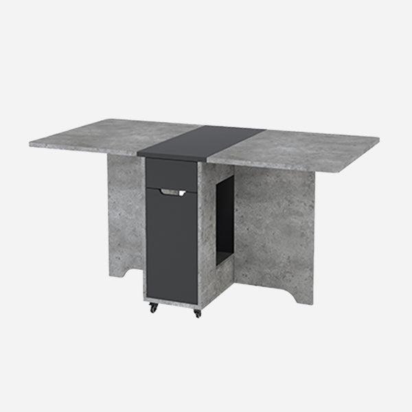 Foldable Artificial Wood Table Modern Rectangle Table with Storage (only table) Grey 59.8"L x 31.5"W x 28.7"H Without Chairs Clearhalo ' dining_table' 'Dining Tables & Seating' 'Dining Tables' 'furn' 'furn_dining_table' 'Furniture' 'furniture_dining_table' 'Kitchen & Dining Furniture' 'kitchen&dining_furn' 'kitchen' 'kitchen_dining_table' 4068355