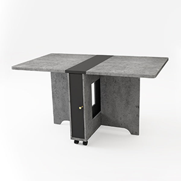 Foldable Artificial Wood Table Modern Rectangle Table with Storage (only table) Grey 55.1"L x 31.5"W x 29.5"H Without Chairs Clearhalo ' dining_table' 'Dining Tables & Seating' 'Dining Tables' 'furn' 'furn_dining_table' 'Furniture' 'furniture_dining_table' 'Kitchen & Dining Furniture' 'kitchen&dining_furn' 'kitchen' 'kitchen_dining_table' 4068358