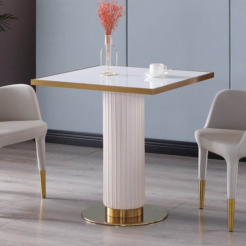 Metal Traditional Luxury Dining Table Sintered Stone Dining Table with Pedestal Square White Clearhalo ' dining_table' 'Dining Tables & Seating' 'Dining Tables' 'furn' 'furn_dining_table' 'Furniture' 'furniture_dining_table' 'Kitchen & Dining Furniture' 'kitchen&dining_furn' 'kitchen' 'kitchen_dining_table' 4068385