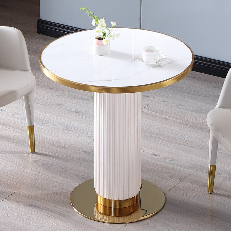 Metal Traditional Luxury Dining Table Sintered Stone Dining Table with Pedestal Round White Clearhalo ' dining_table' 'Dining Tables & Seating' 'Dining Tables' 'furn' 'furn_dining_table' 'Furniture' 'furniture_dining_table' 'Kitchen & Dining Furniture' 'kitchen&dining_furn' 'kitchen' 'kitchen_dining_table' 4068387