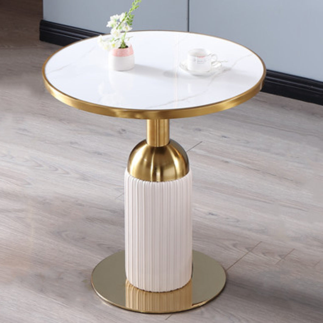 Metal Traditional Luxury Dining Table Sintered Stone Dining Table with Pedestal Round White Gold Clearhalo ' dining_table' 'Dining Tables & Seating' 'Dining Tables' 'furn' 'furn_dining_table' 'Furniture' 'furniture_dining_table' 'Kitchen & Dining Furniture' 'kitchen&dining_furn' 'kitchen' 'kitchen_dining_table' 4068391