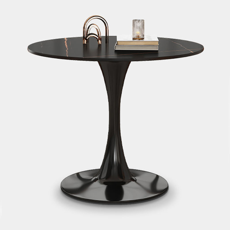Traditional Luxury Style Dining Table Round Sintered Stone Table for Dining Room Tulip Black Clearhalo ' dining_table' 'Dining Tables & Seating' 'Dining Tables' 'furn' 'furn_dining_table' 'Furniture' 'furniture_dining_table' 'Kitchen & Dining Furniture' 'kitchen&dining_furn' 'kitchen' 'kitchen_dining_table' 4068413