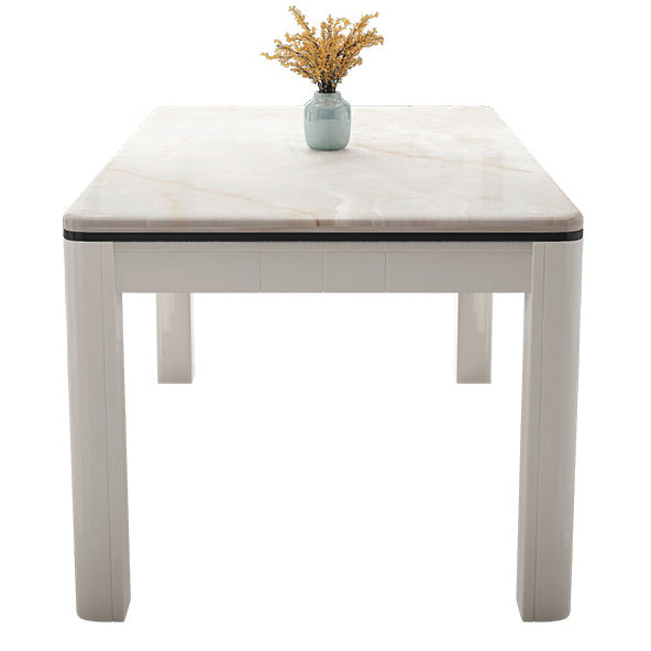 Mid-Century Style Marble Dining Table 4 Legs Wood Base Rectangle Table for Home Without Chairs Clearhalo ' dining_table' 'Dining Tables & Seating' 'Dining Tables' 'furn' 'furn_dining_table' 'Furniture' 'furniture_dining_table' 'Kitchen & Dining Furniture' 'kitchen&dining_furn' 'kitchen' 'kitchen_dining_table' 4086335