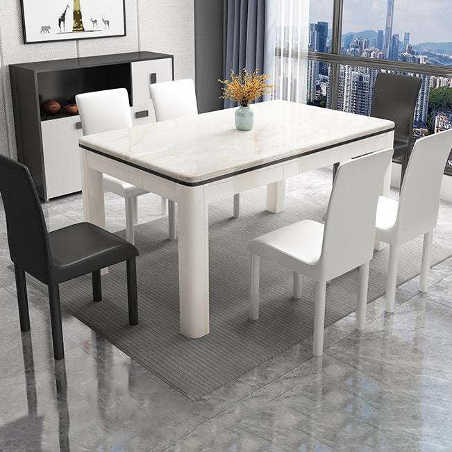 Mid-Century Style Marble Dining Table 4 Legs Wood Base Rectangle Table for Home Clearhalo ' dining_table' 'Dining Tables & Seating' 'Dining Tables' 'furn' 'furn_dining_table' 'Furniture' 'furniture_dining_table' 'Kitchen & Dining Furniture' 'kitchen&dining_furn' 'kitchen' 'kitchen_dining_table' 4086338