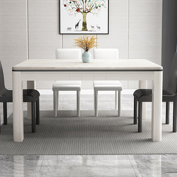 Mid-Century Style Marble Dining Table 4 Legs Wood Base Rectangle Table for Home Clearhalo ' dining_table' 'Dining Tables & Seating' 'Dining Tables' 'furn' 'furn_dining_table' 'Furniture' 'furniture_dining_table' 'Kitchen & Dining Furniture' 'kitchen&dining_furn' 'kitchen' 'kitchen_dining_table' 4086339