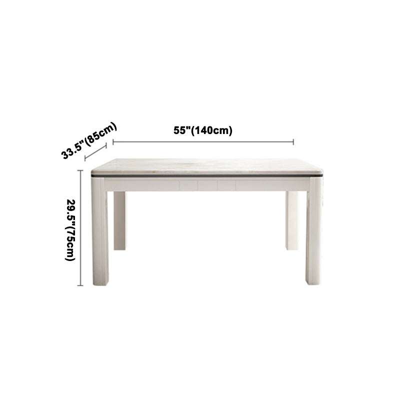 Mid-Century Style Marble Dining Table 4 Legs Wood Base Rectangle Table for Home Clearhalo ' dining_table' 'Dining Tables & Seating' 'Dining Tables' 'furn' 'furn_dining_table' 'Furniture' 'furniture_dining_table' 'Kitchen & Dining Furniture' 'kitchen&dining_furn' 'kitchen' 'kitchen_dining_table' 4086344