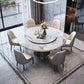 Marble Dining Table Contemporary Style Single Pedestal Base Table for Dining Room Clearhalo ' dining_table' 'Dining Tables & Seating' 'Dining Tables' 'furn' 'furn_dining_table' 'Furniture' 'furniture_dining_table' 'Kitchen & Dining Furniture' 'kitchen&dining_furn' 'kitchen' 'kitchen_dining_table' 4086358