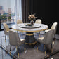 Marble Dining Table Contemporary Style Single Pedestal Base Table for Dining Room Clearhalo ' dining_table' 'Dining Tables & Seating' 'Dining Tables' 'furn' 'furn_dining_table' 'Furniture' 'furniture_dining_table' 'Kitchen & Dining Furniture' 'kitchen&dining_furn' 'kitchen' 'kitchen_dining_table' 4086361