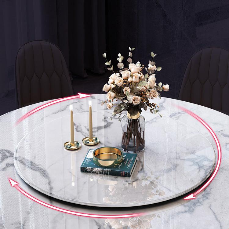 Marble Dining Table Contemporary Style Single Pedestal Base Table for Dining Room Clearhalo ' dining_table' 'Dining Tables & Seating' 'Dining Tables' 'furn' 'furn_dining_table' 'Furniture' 'furniture_dining_table' 'Kitchen & Dining Furniture' 'kitchen&dining_furn' 'kitchen' 'kitchen_dining_table' 4086363