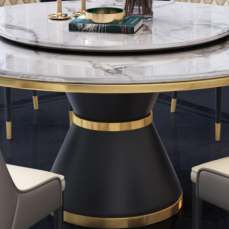 Marble Dining Table Contemporary Style Single Pedestal Base Table for Dining Room Clearhalo ' dining_table' 'Dining Tables & Seating' 'Dining Tables' 'furn' 'furn_dining_table' 'Furniture' 'furniture_dining_table' 'Kitchen & Dining Furniture' 'kitchen&dining_furn' 'kitchen' 'kitchen_dining_table' 4086364