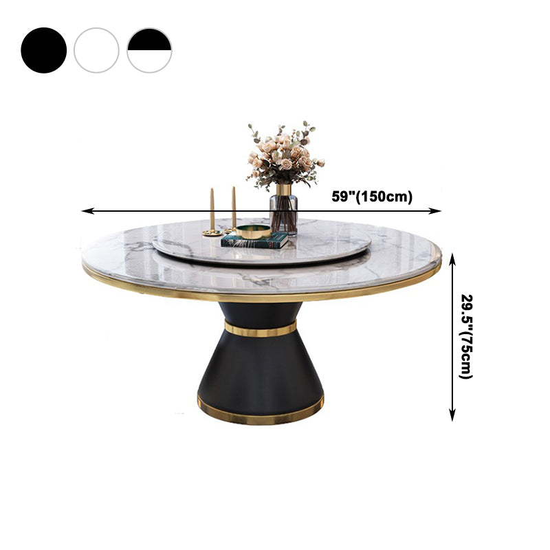 Marble Dining Table Contemporary Style Single Pedestal Base Table for Dining Room Clearhalo ' dining_table' 'Dining Tables & Seating' 'Dining Tables' 'furn' 'furn_dining_table' 'Furniture' 'furniture_dining_table' 'Kitchen & Dining Furniture' 'kitchen&dining_furn' 'kitchen' 'kitchen_dining_table' 4086371