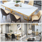 Traditional Luxury Style Dining Table Rectangle Sintered Stone Table with Gold Frame Clearhalo ' dining_table' 'Dining Tables & Seating' 'Dining Tables' 'furn' 'furn_dining_table' 'Furniture' 'furniture_dining_table' 'Kitchen & Dining Furniture' 'kitchen&dining_furn' 'kitchen' 'kitchen_dining_table' 4086380