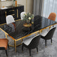 Traditional Luxury Style Dining Table Rectangle Sintered Stone Table with Gold Frame Clearhalo ' dining_table' 'Dining Tables & Seating' 'Dining Tables' 'furn' 'furn_dining_table' 'Furniture' 'furniture_dining_table' 'Kitchen & Dining Furniture' 'kitchen&dining_furn' 'kitchen' 'kitchen_dining_table' 4086386