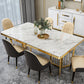 Traditional Luxury Style Dining Table Rectangle Sintered Stone Table with Gold Frame Beige Without Chairs Clearhalo ' dining_table' 'Dining Tables & Seating' 'Dining Tables' 'furn' 'furn_dining_table' 'Furniture' 'furniture_dining_table' 'Kitchen & Dining Furniture' 'kitchen&dining_furn' 'kitchen' 'kitchen_dining_table' 4086387