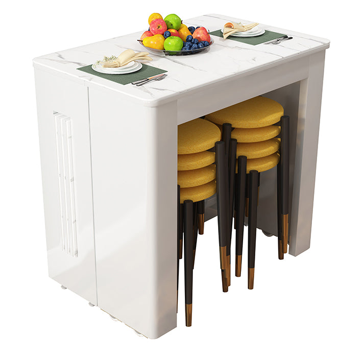 73'' Foldable Poplar Wood Dining Table Modern Rectangle Extendable Table with 5 Legs Stone White Without Chairs Clearhalo ' dining_table' 'Dining Tables & Seating' 'Dining Tables' 'furn' 'furn_dining_table' 'Furniture' 'furniture_dining_table' 'Kitchen & Dining Furniture' 'kitchen&dining_furn' 'kitchen' 'kitchen_dining_table' 4086392