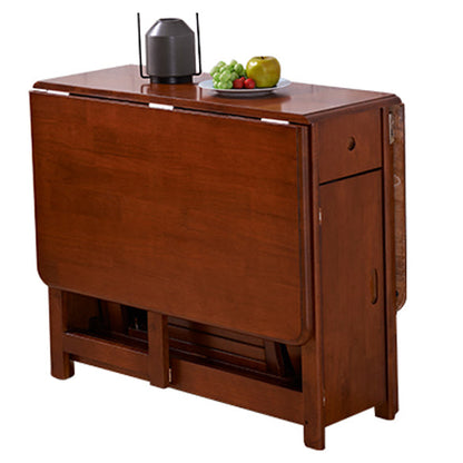 51'' Foldable Rubber Wood Table Medieval Modern Rectangle Table with Storage (only table) Walnut Without Chairs Clearhalo ' dining_table' 'Dining Tables & Seating' 'Dining Tables' 'furn' 'furn_dining_table' 'Furniture' 'furniture_dining_table' 'Kitchen & Dining Furniture' 'kitchen&dining_furn' 'kitchen' 'kitchen_dining_table' 4086405