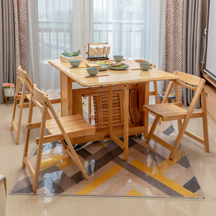 51'' Foldable Rubber Wood Table Medieval Modern Rectangle Table with Storage (only table) Clearhalo ' dining_table' 'Dining Tables & Seating' 'Dining Tables' 'furn' 'furn_dining_table' 'Furniture' 'furniture_dining_table' 'Kitchen & Dining Furniture' 'kitchen&dining_furn' 'kitchen' 'kitchen_dining_table' 4086407