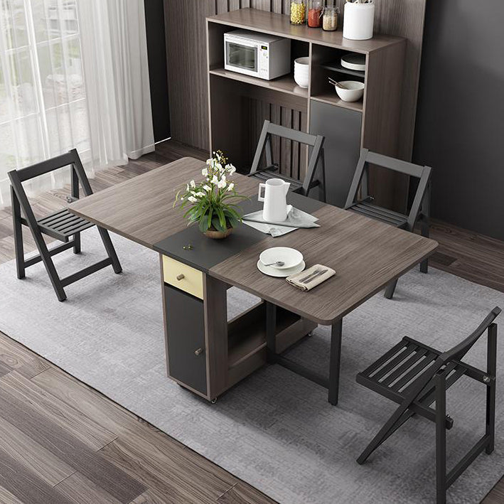 Foldable Rectangle Wooden Table Medieval Modern Table with Storage Trestle Base Clearhalo ' dining_table' 'Dining Tables & Seating' 'Dining Tables' 'furn' 'furn_dining_table' 'Furniture' 'furniture_dining_table' 'Kitchen & Dining Furniture' 'kitchen&dining_furn' 'kitchen' 'kitchen_dining_table' 4086418