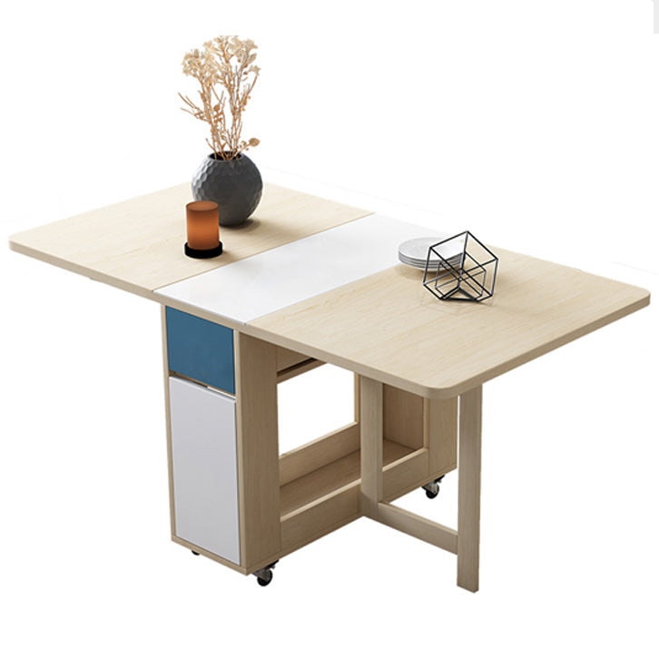 Foldable Rectangle Wooden Table Medieval Modern Table with Storage Trestle Base Natural Without Chairs Clearhalo ' dining_table' 'Dining Tables & Seating' 'Dining Tables' 'furn' 'furn_dining_table' 'Furniture' 'furniture_dining_table' 'Kitchen & Dining Furniture' 'kitchen&dining_furn' 'kitchen' 'kitchen_dining_table' 4086419
