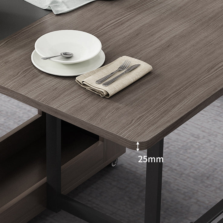 Foldable Rectangle Wooden Table Medieval Modern Table with Storage Trestle Base Clearhalo ' dining_table' 'Dining Tables & Seating' 'Dining Tables' 'furn' 'furn_dining_table' 'Furniture' 'furniture_dining_table' 'Kitchen & Dining Furniture' 'kitchen&dining_furn' 'kitchen' 'kitchen_dining_table' 4086427